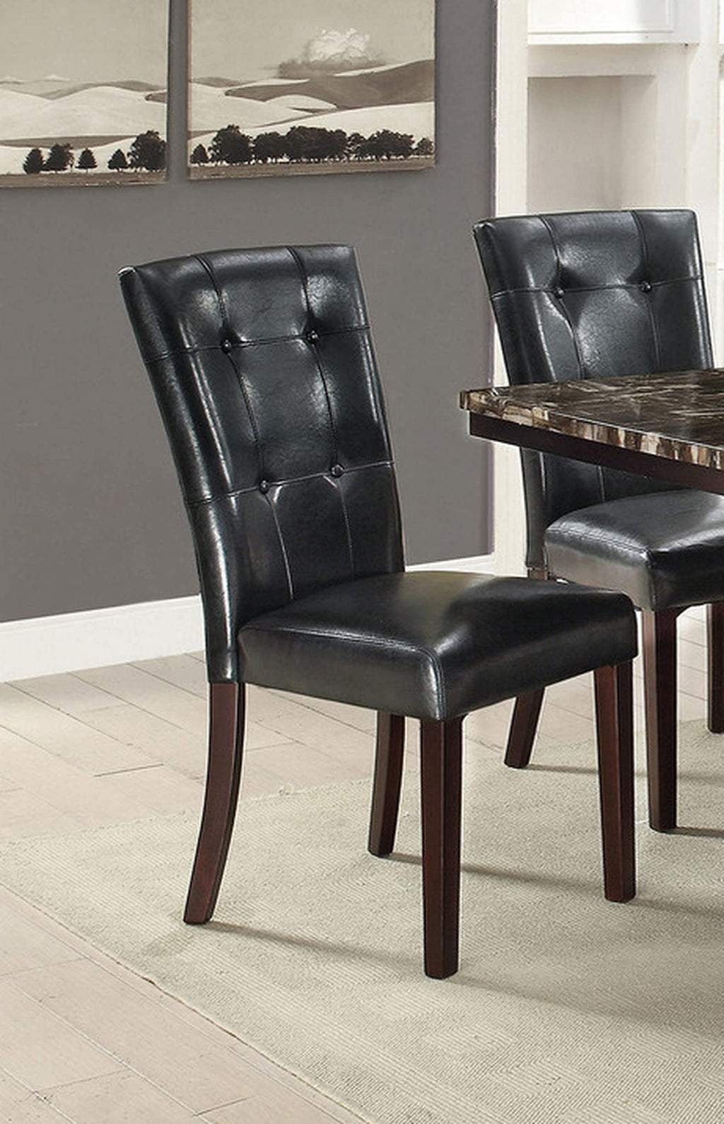 Black Faux Leather Dining Chairs Set of 2 D209607