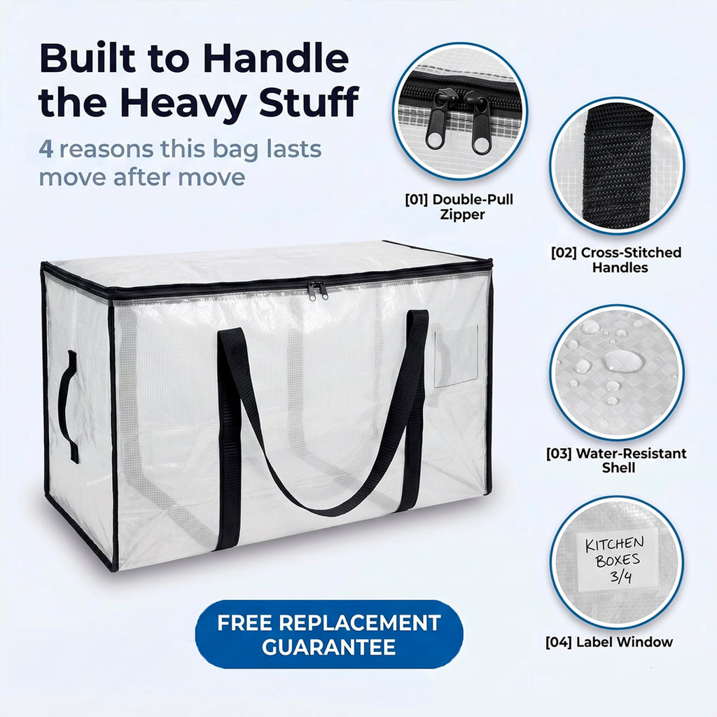 Heavy Duty Water Resistant Storage Bags with Backpack Straps 6 Pack J310381
