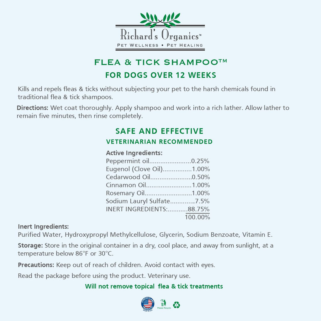 All-Natural Flea and Tick Shampoo for Dogs 12oz E456851