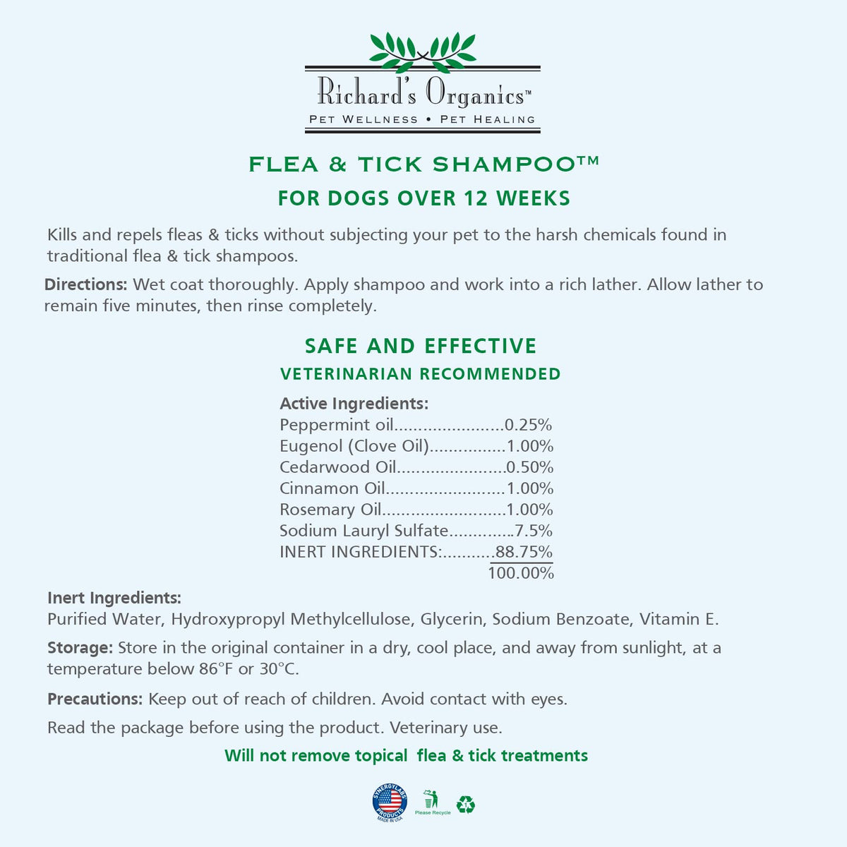 All-Natural Flea and Tick Shampoo for Dogs 12oz E456851