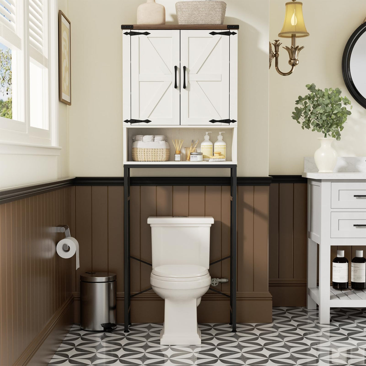 Over The Toilet Storage Cabinet with Adjustable Shelf, White B240226