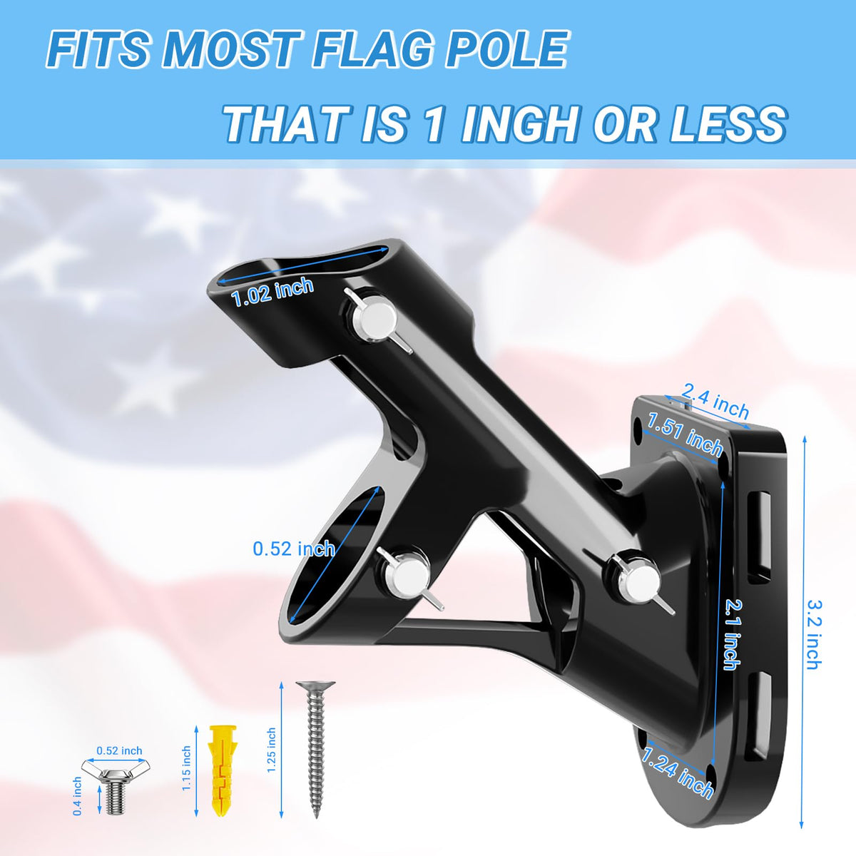 Heavy Duty Aluminum Alloy Wall Mount Flag Pole Holder R4712