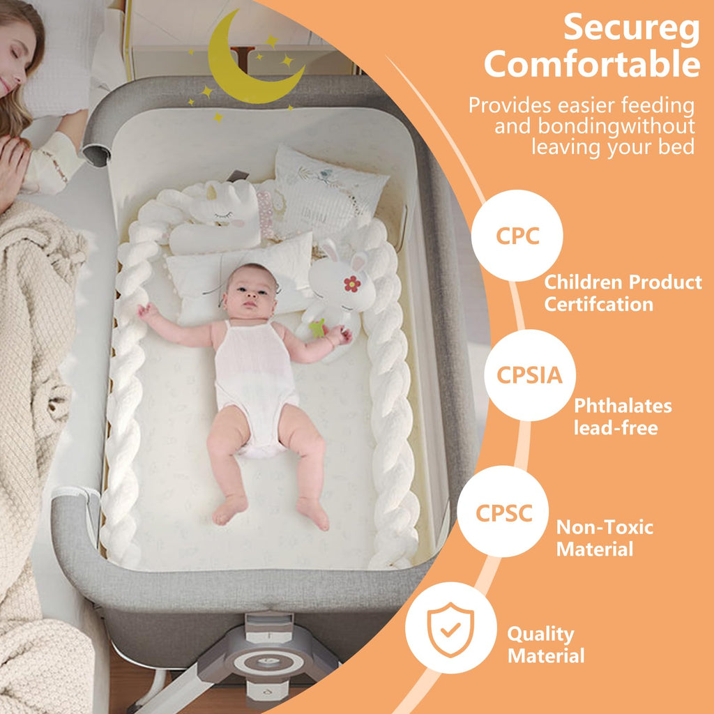 4 in 1 Baby Bassinet Bedside Sleeper with Wheels and Mattress V9524