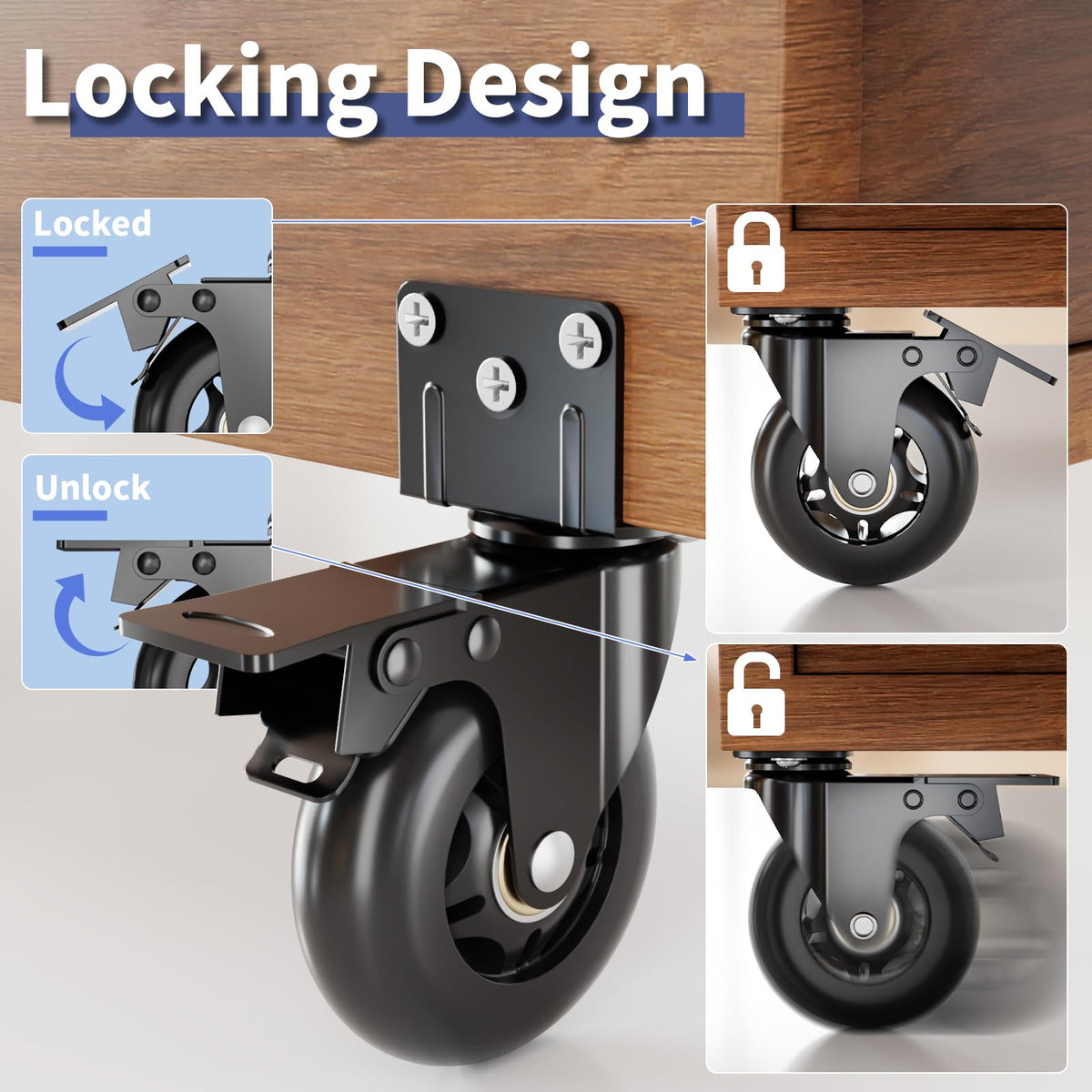3 in Side Mount Plate Caster Wheels T5634