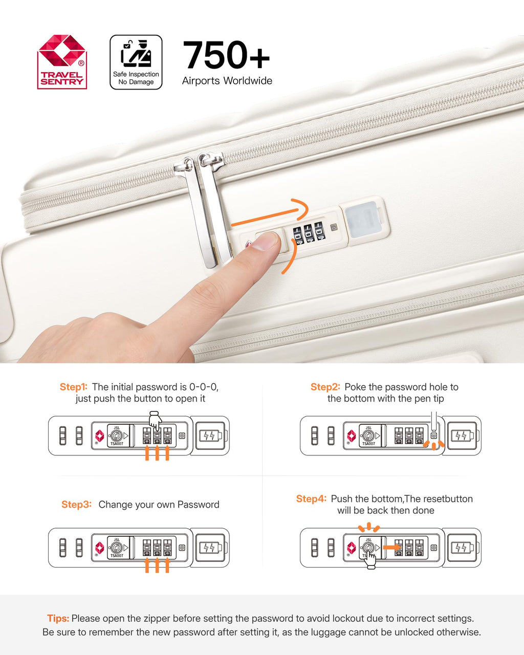 Expandable 20Inch Carry On Hardside Suitcase Milky White M382482