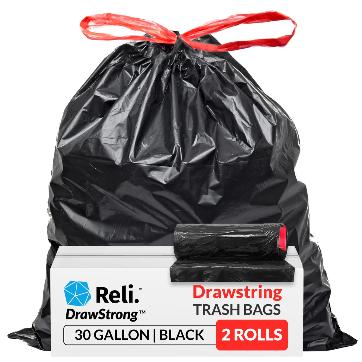 30 Gallon Black Drawstring Trash Bags 150 Count N619680