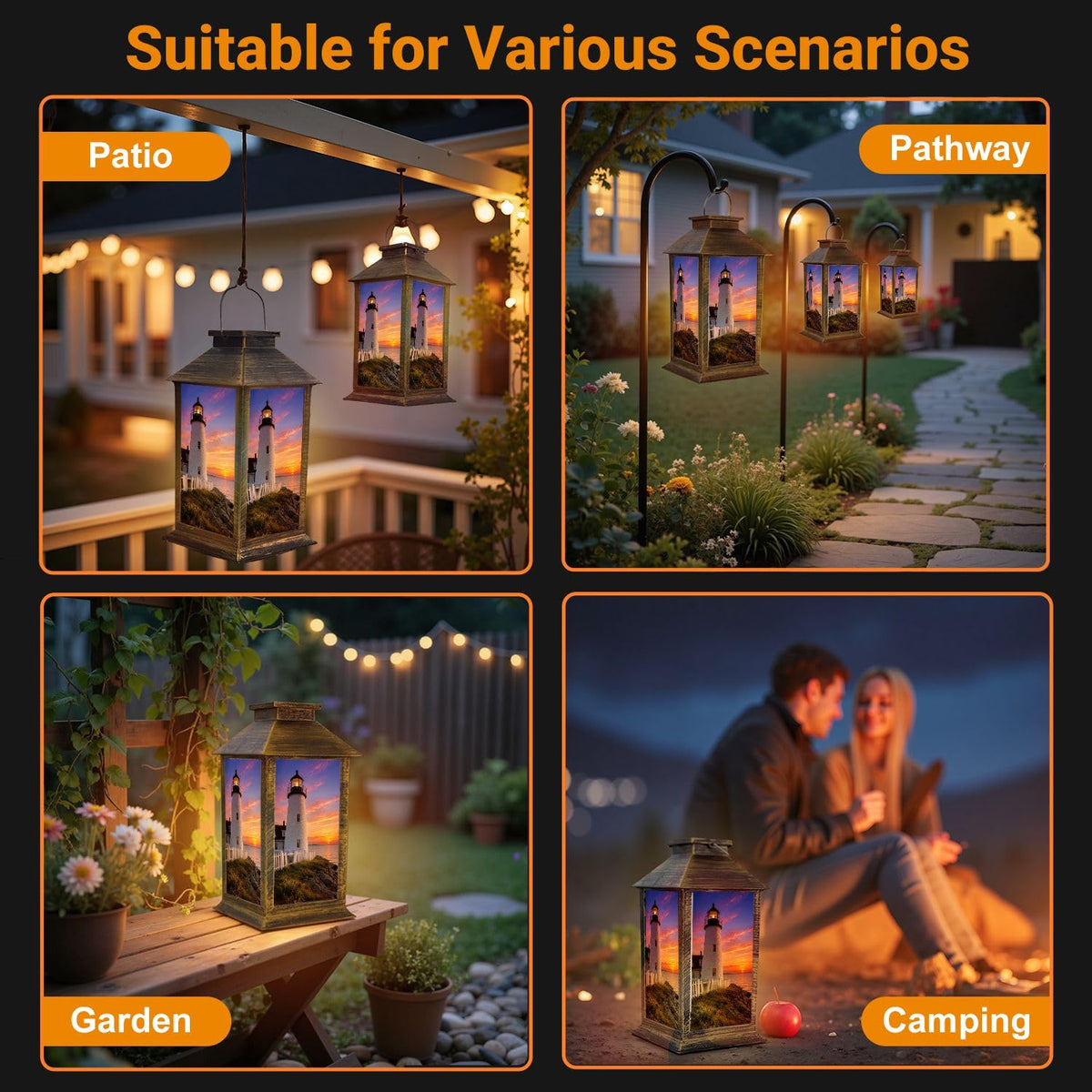 Solar Lantern Outdoor Waterproof LED Hanging Solar Lights Q649