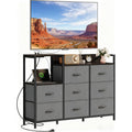 TV Stand with Charging Station, 8 Fabric Drawers Dresser Z444970