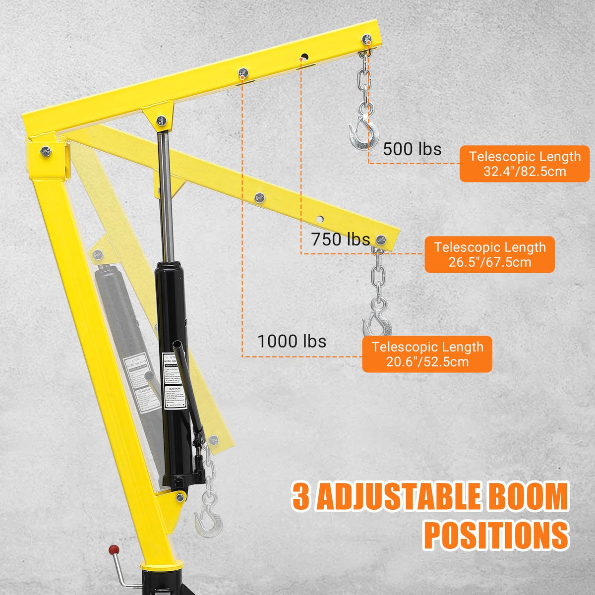 Hydraulic 1000Lbs Hitch-Mounted 360° Swivel Pickup Truck Crane M5203