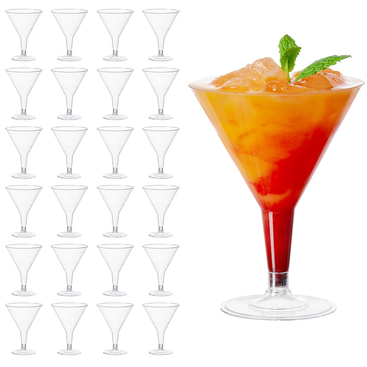 24 Oz Plastic Martini Cocktail Glasses J5565