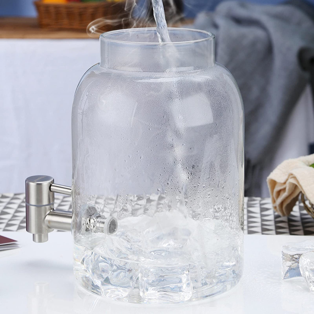 Large-capacity Glass Pitcher with Lid and Faucet H719