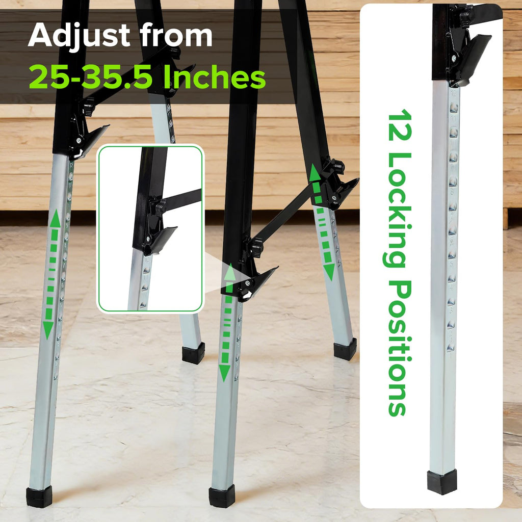 Adjustable Height Folding Sawhorse 2-Pack, 660lb Capacity Z820263