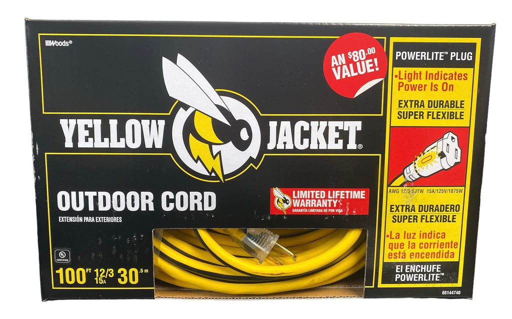 12/3 Heavy-Duty 15-Amp SJTW Extension Cord with Lighted Ends, 100-Feet A765
