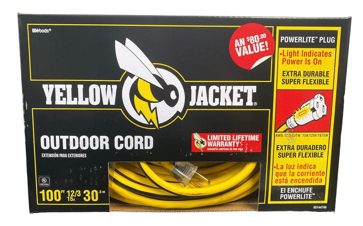 12/3 Heavy-Duty 15-Amp SJTW Extension Cord with Lighted Ends, 100-Feet A765