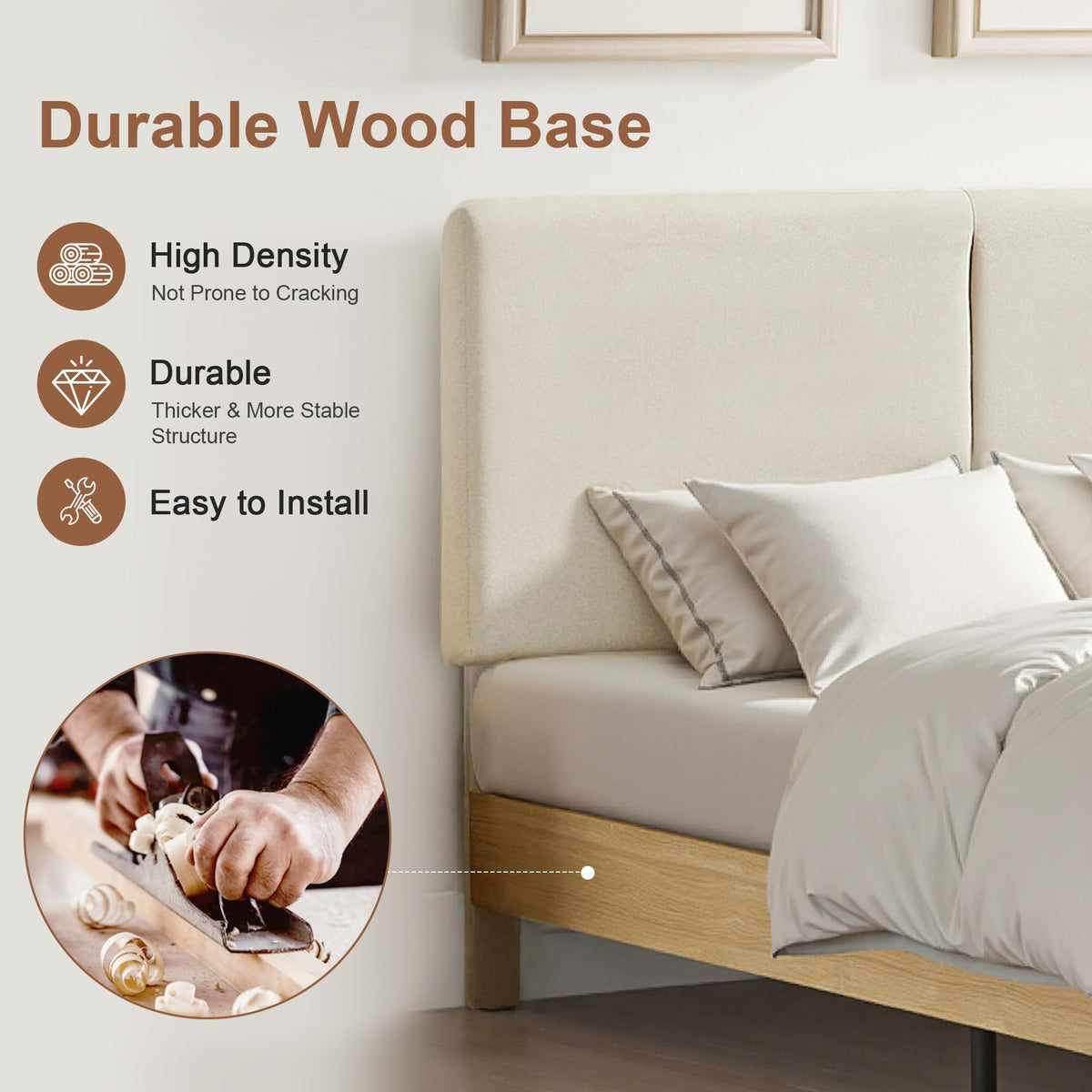Queen Size Upholstered Platform Bed Frame with Headboard O49482