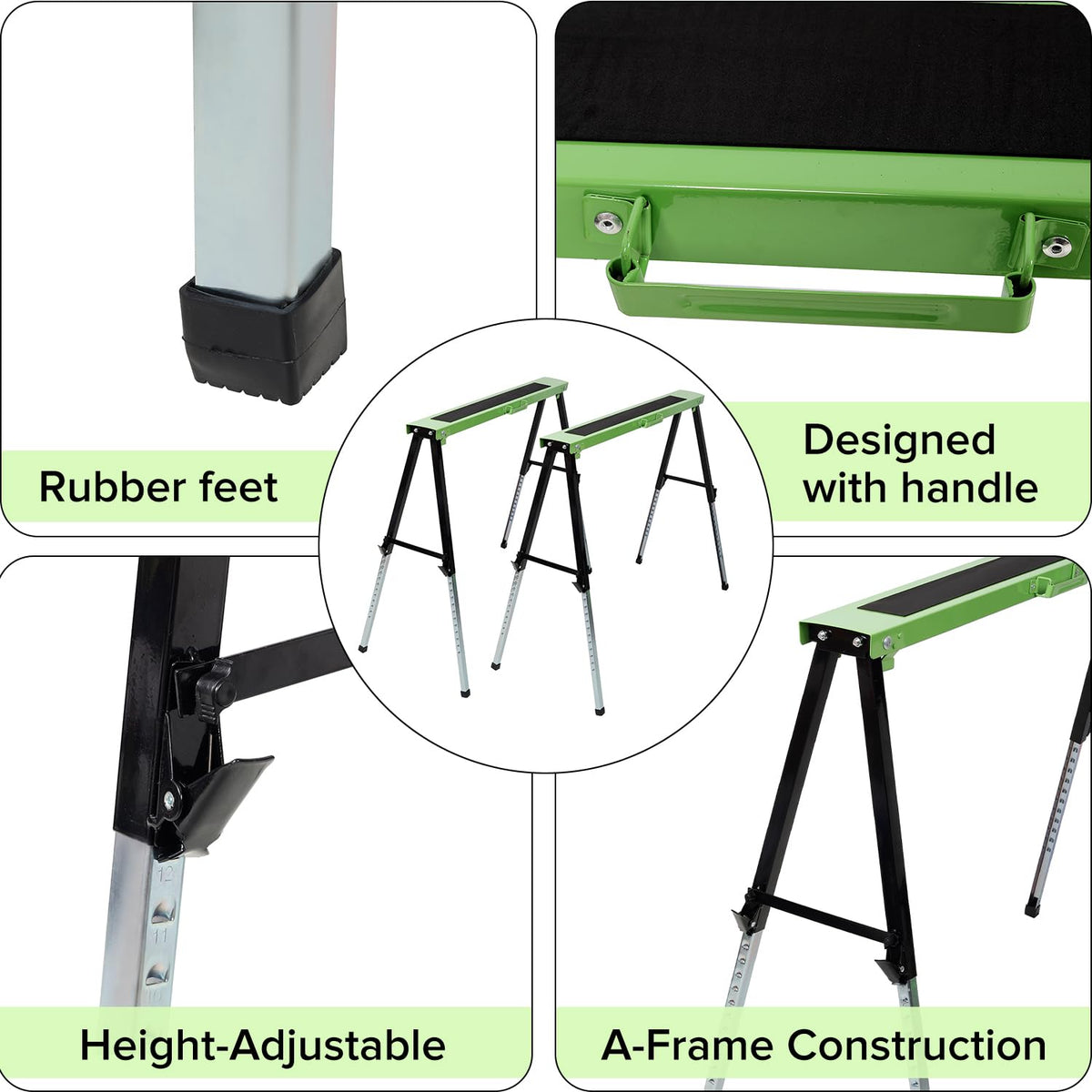 Adjustable Height Folding Sawhorse 2-Pack, 660lb Capacity Z820263