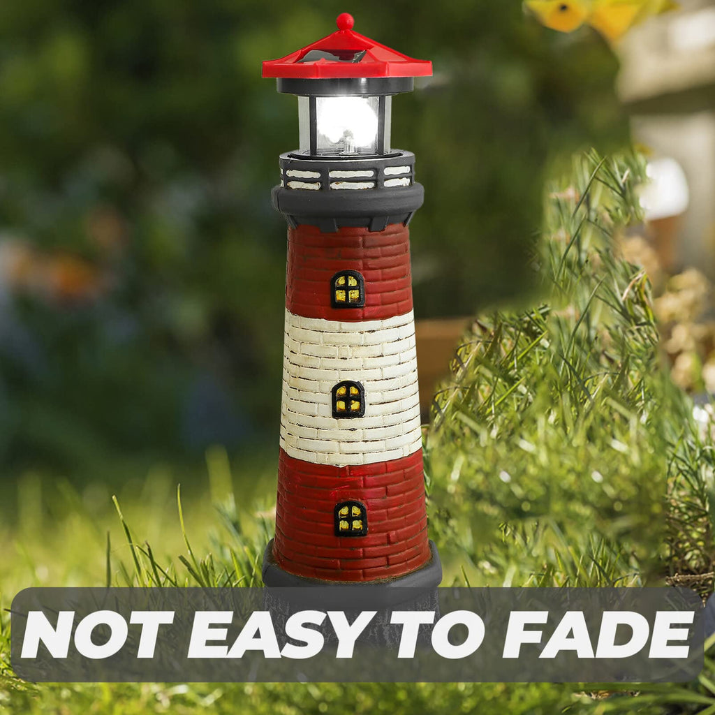 Solar Rotating Lighthouse Outdoor Lantern Resin Street Light W4174