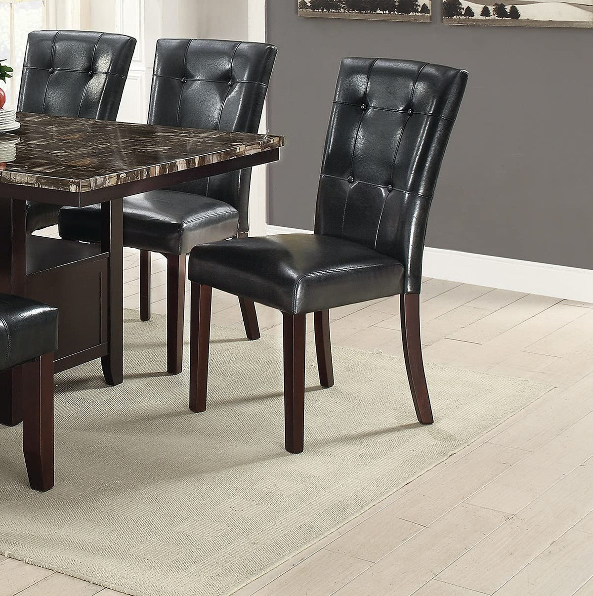 Black Faux Leather Dining Chairs Set of 2 D209607
