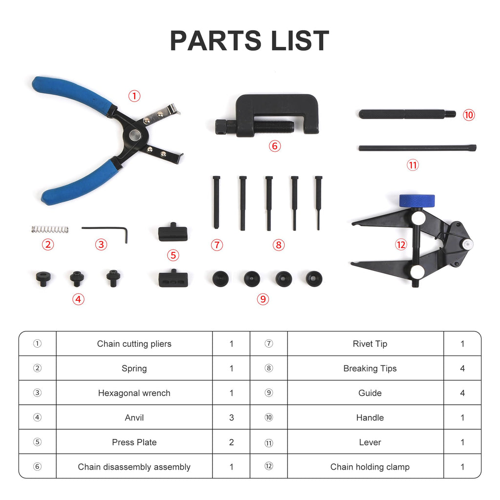 21 PCS Rivet and Roller Chain Link Removal Tool Kit I197