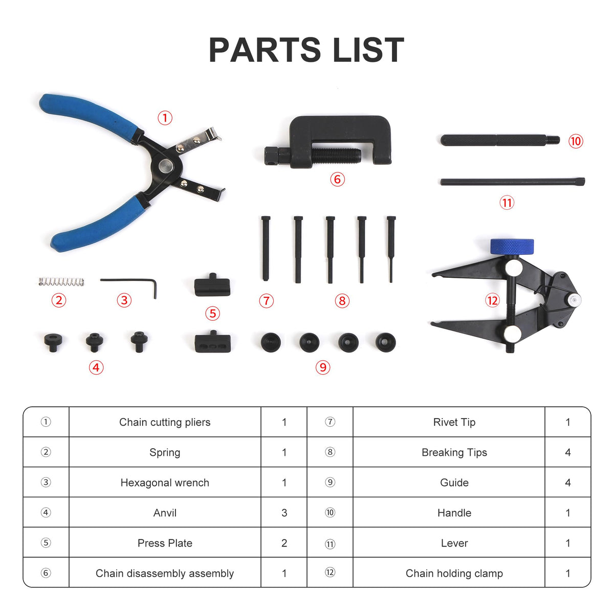 21 PCS Rivet and Roller Chain Link Removal Tool Kit I197