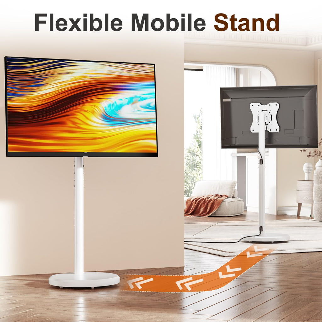 White Rolling TV Stand with Wheels V258