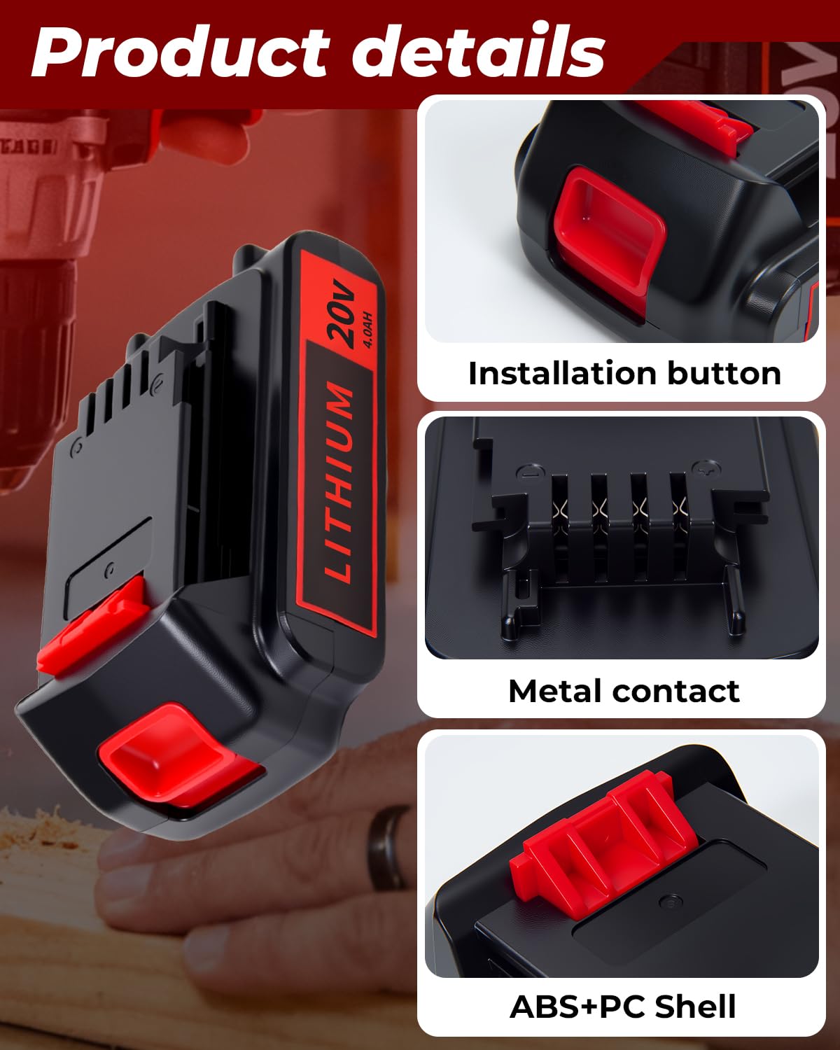 20V 4.0Ah Lithium Battery 2-Pack D4853