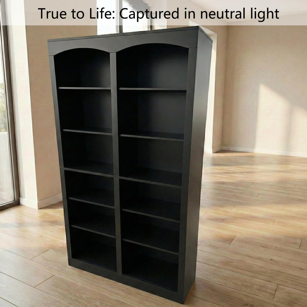 71" Tall Black 12-Tier Wood Bookcase Z254