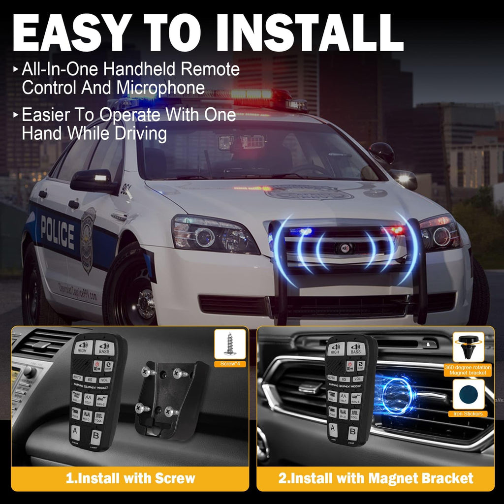 200W Multi-Tone Emergency Car Siren Speaker PA System Kit V4747