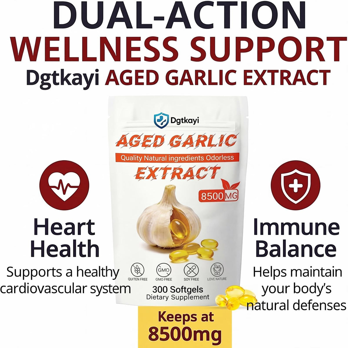 Odorless 8500mg Aged Garlic Extract 300 Softgels W25100