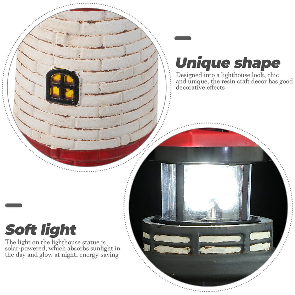 Solar Rotating Lighthouse Outdoor Lantern Resin Street Light W4174