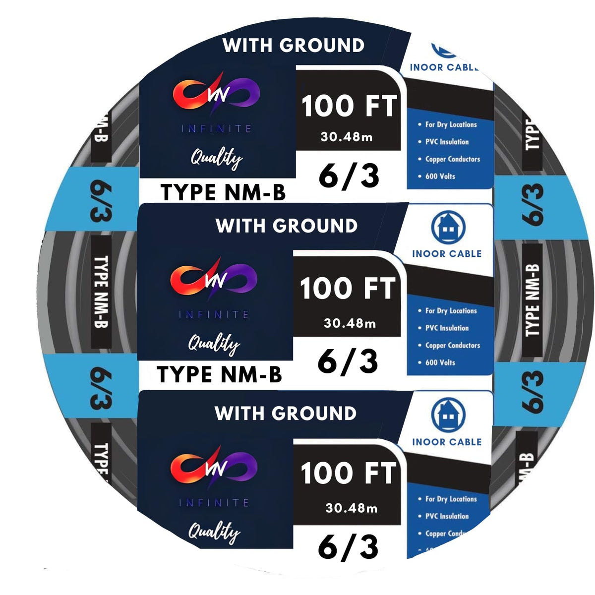 Black 100 Ft Non-Metallic Sheathed Cable Z698