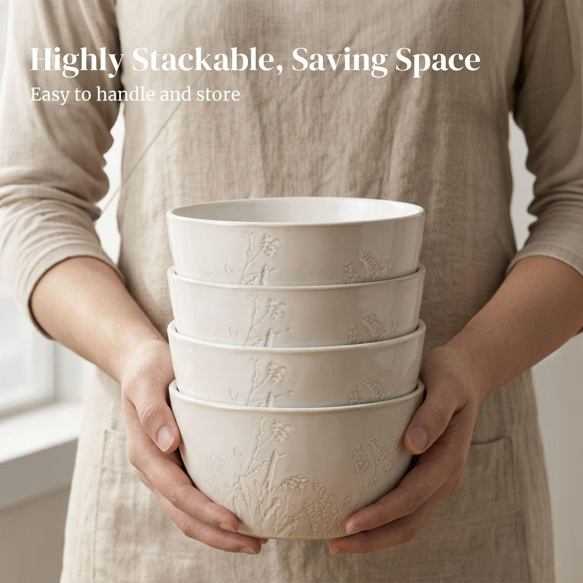 32 OZ Ceramic Soup Bowls Set of 4 H8806