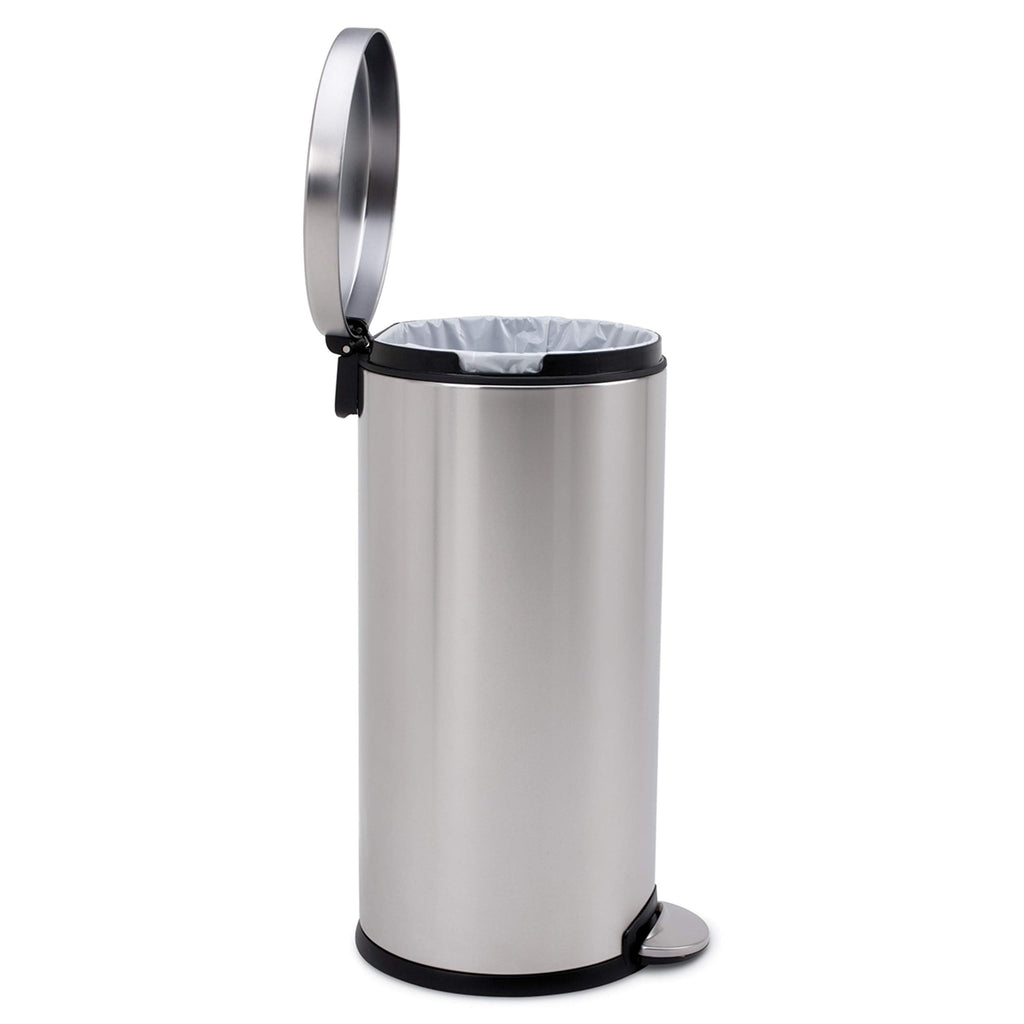 30L Brushed Stainless Steel Round Step Trash Can F456