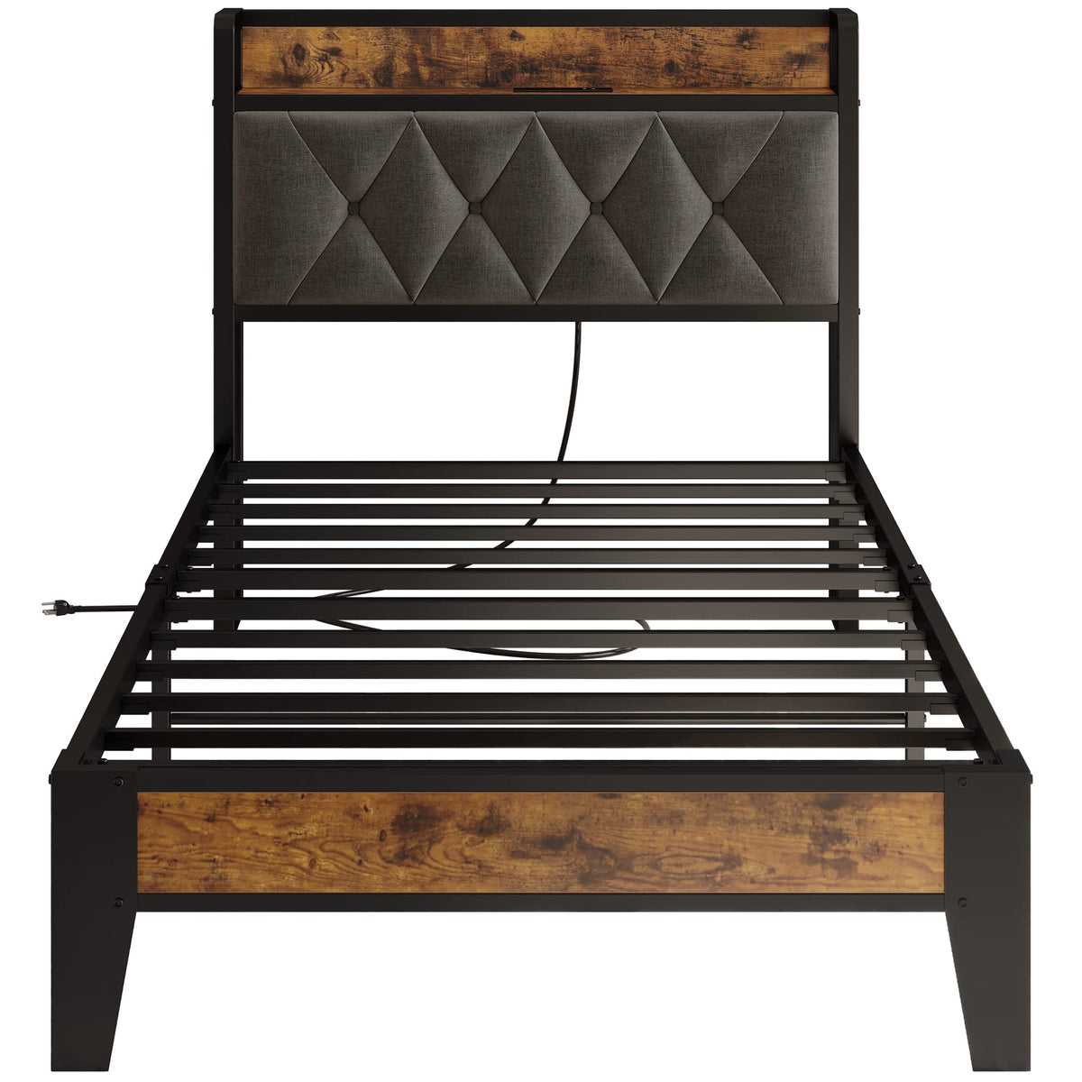 Twin Bed Frame with Storage Headboard Z577