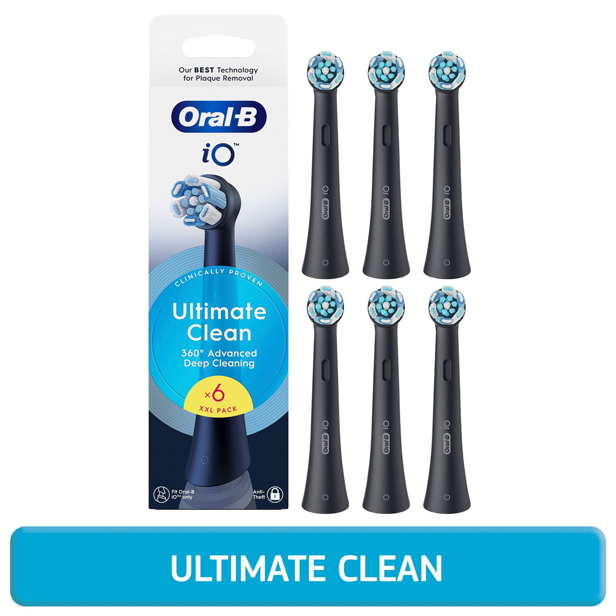 Black Replacement Toothbrush Heads T966