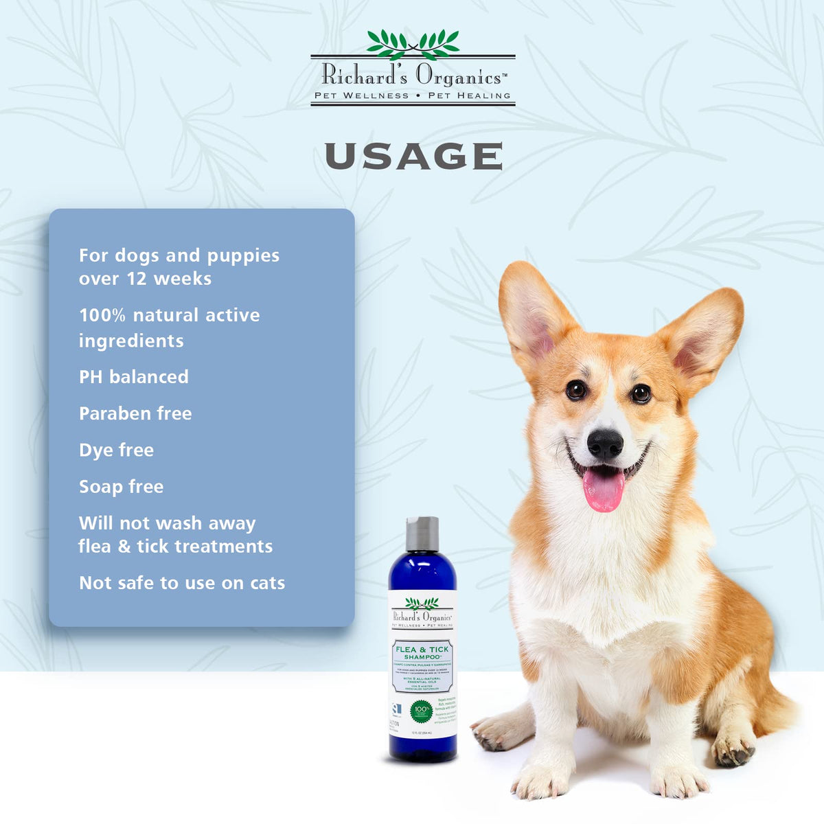 All-Natural Flea and Tick Shampoo for Dogs 12oz E456851
