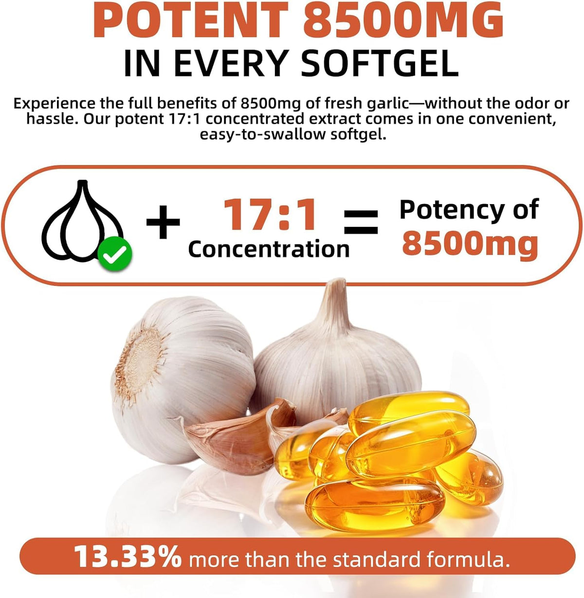 Odorless 8500mg Aged Garlic Extract 300 Softgels W25100