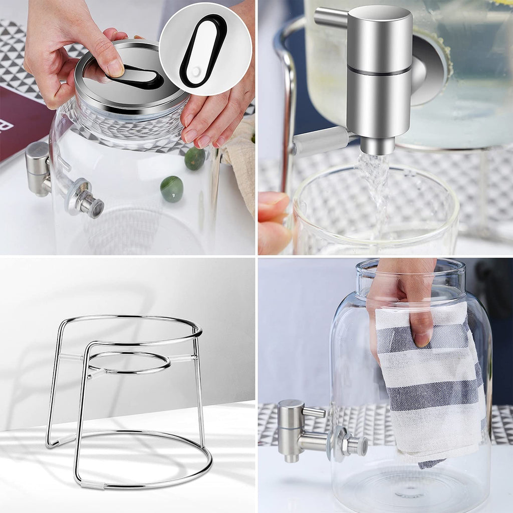 Large-capacity Glass Pitcher with Lid and Faucet H719