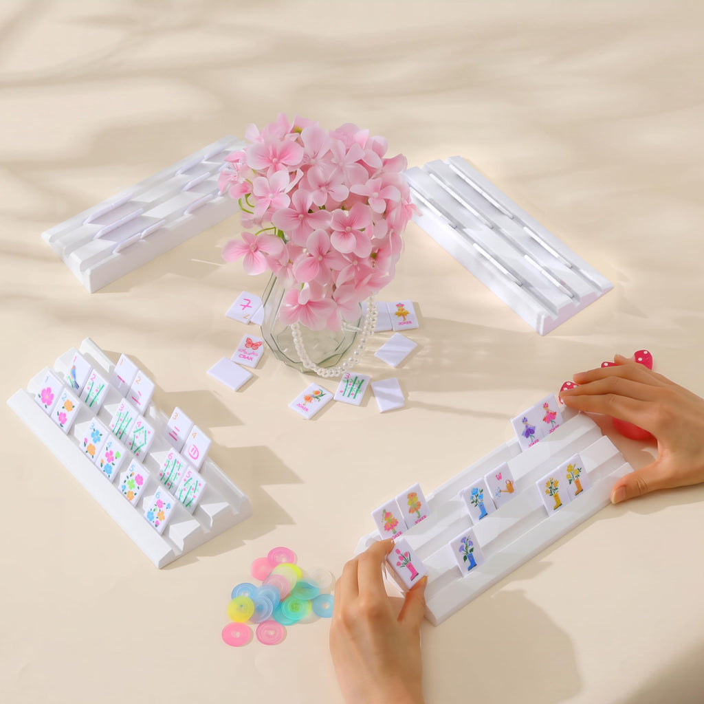 160 Printed Plastic Mahjong Set with Blue Carrying Bag J8829