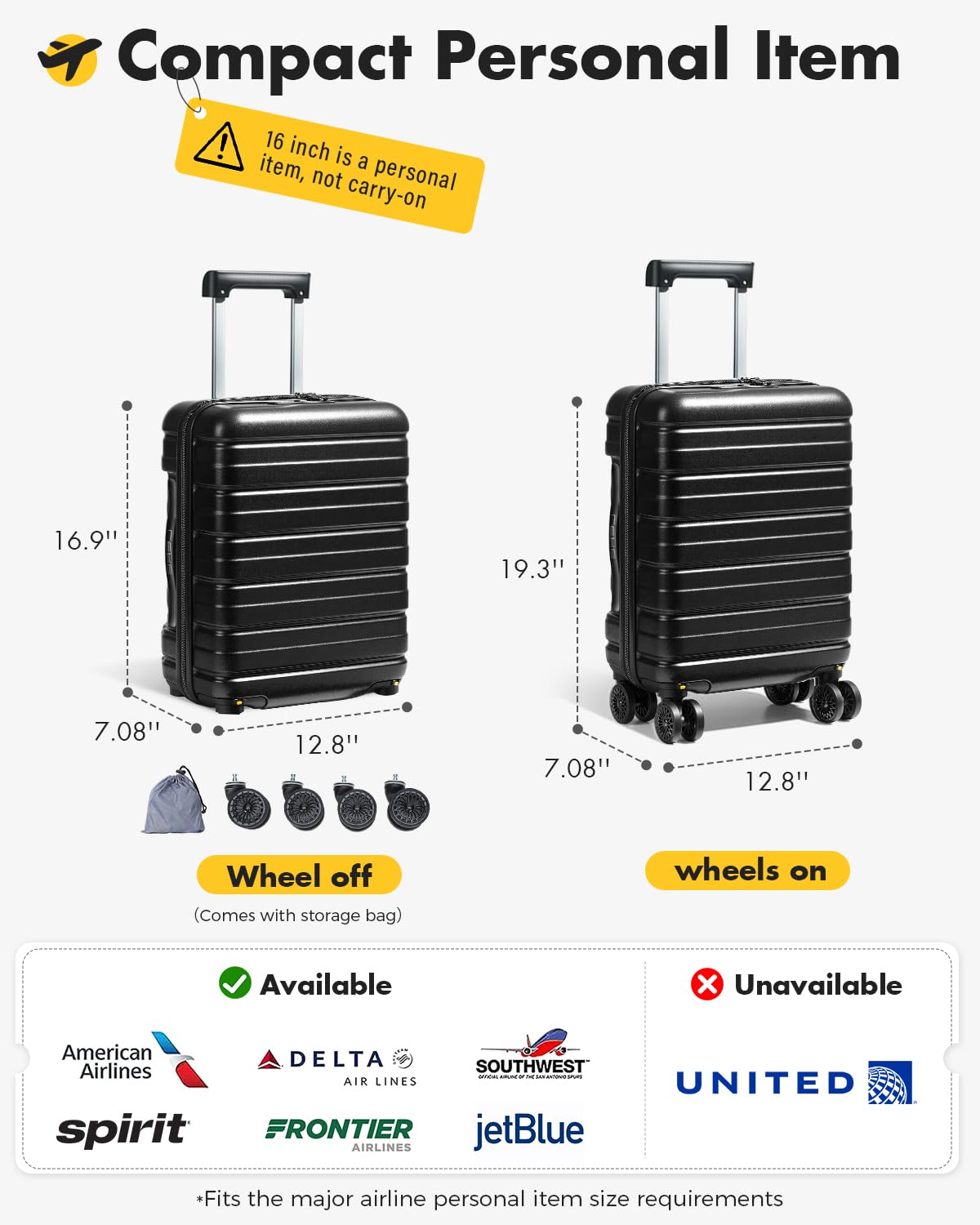 16 Inch Underseat Carry On Luggage K973