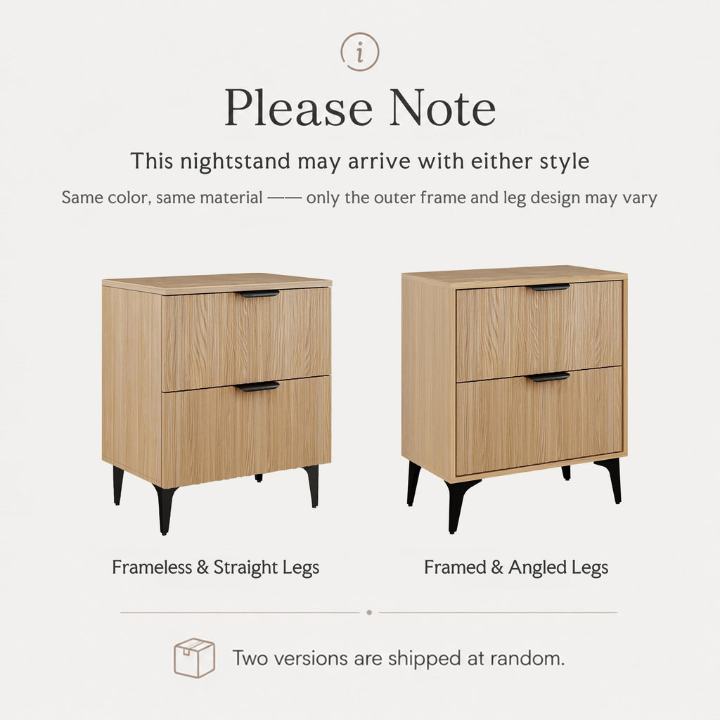 Wood Nightstand Set of 2 with 2 Drawers T355