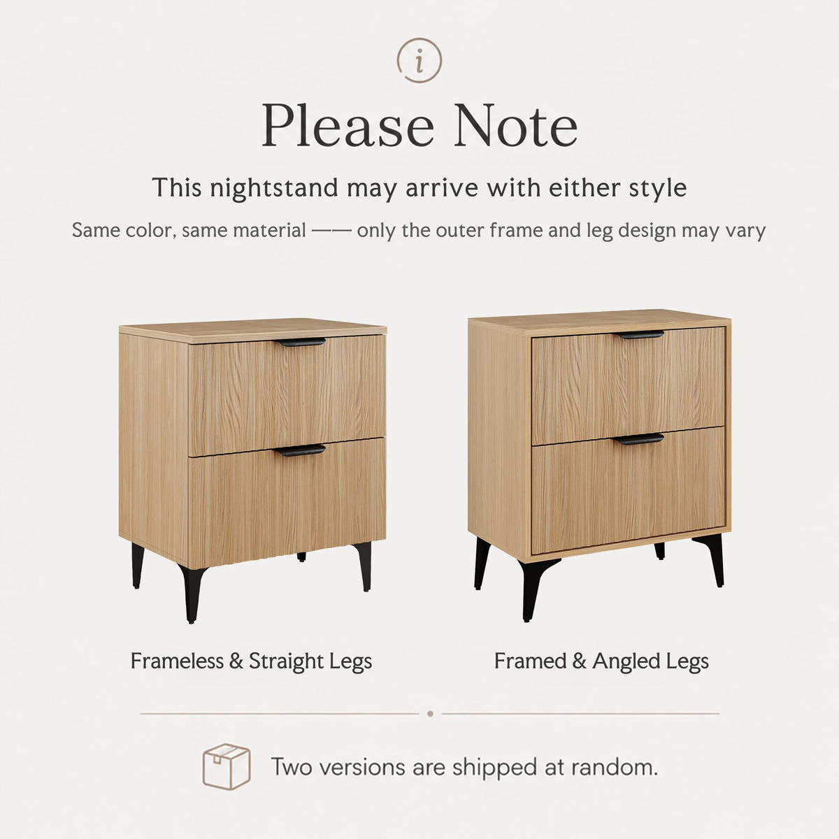 Wood Nightstand Set of 2 with 2 Drawers T355