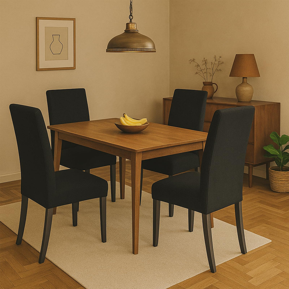 Black 6 Pack Dining Chair Covers Y74138