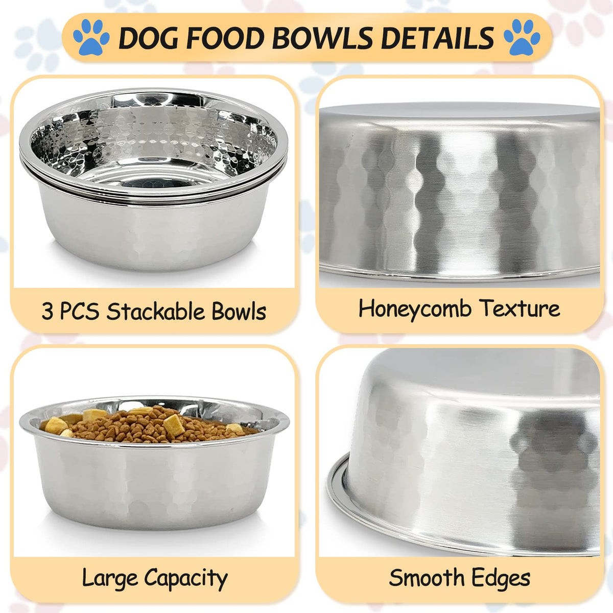 3 Pack Stainless Steel Cat Bowls L17244