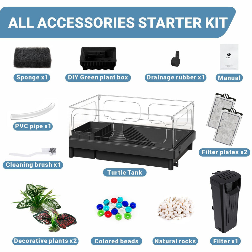 Small Turtle Tank Kit with Adjustable Lamp and Filter D640393