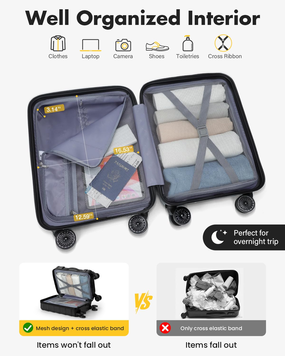16 Inch Underseat Carry On Luggage K973