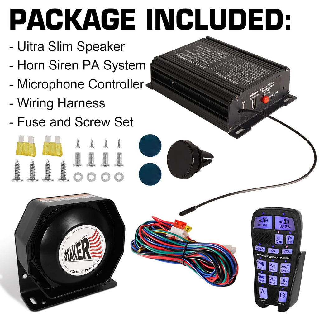 200W Multi-Tone Emergency Car Siren Speaker PA System Kit V4747