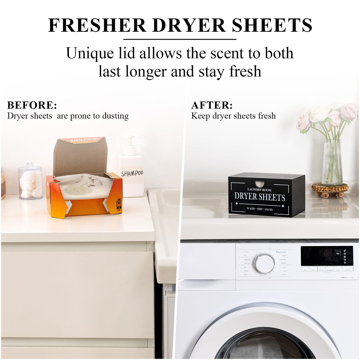 Black Dryer Sheet Holder with Lid C3368