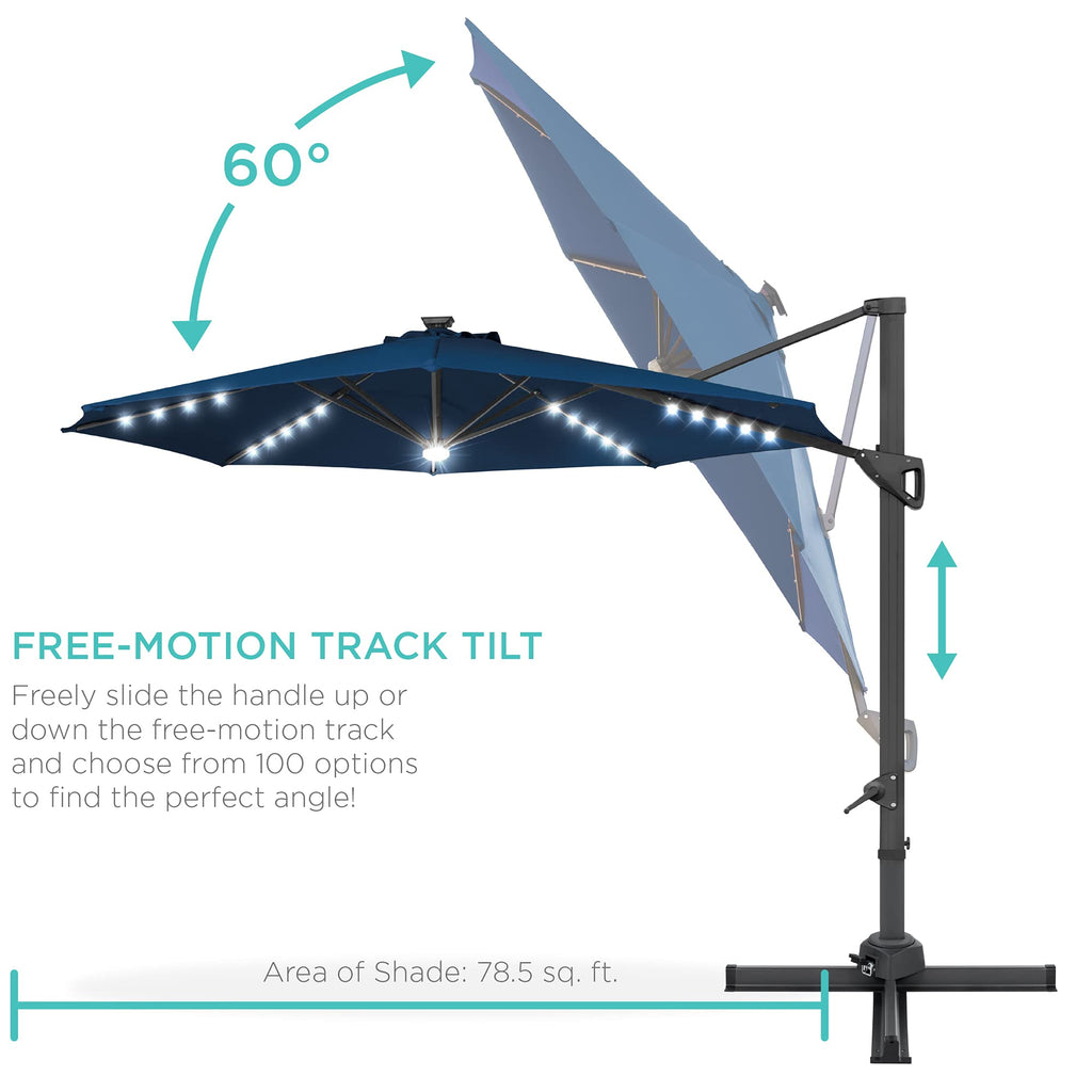10ft Solar LED Cantilever Patio Umbrella O46846