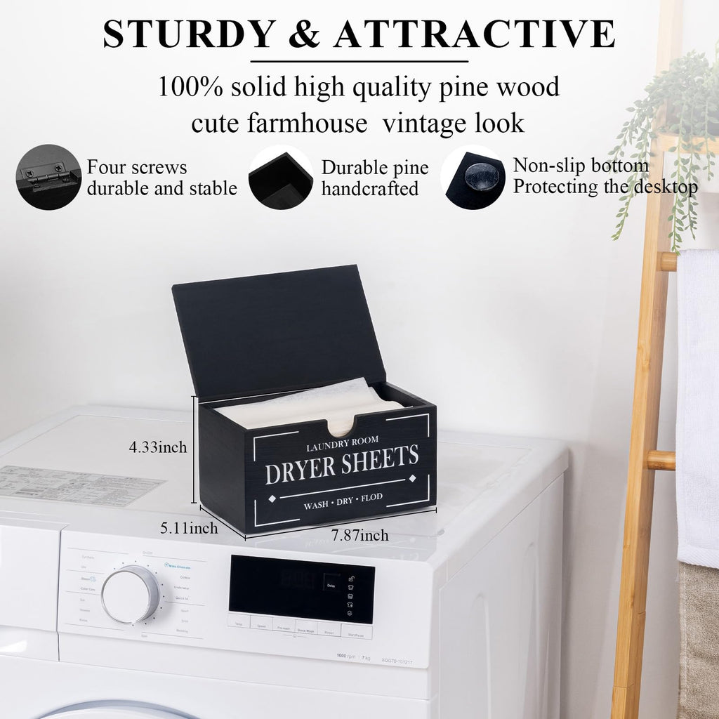 Black Dryer Sheet Holder with Lid C3368